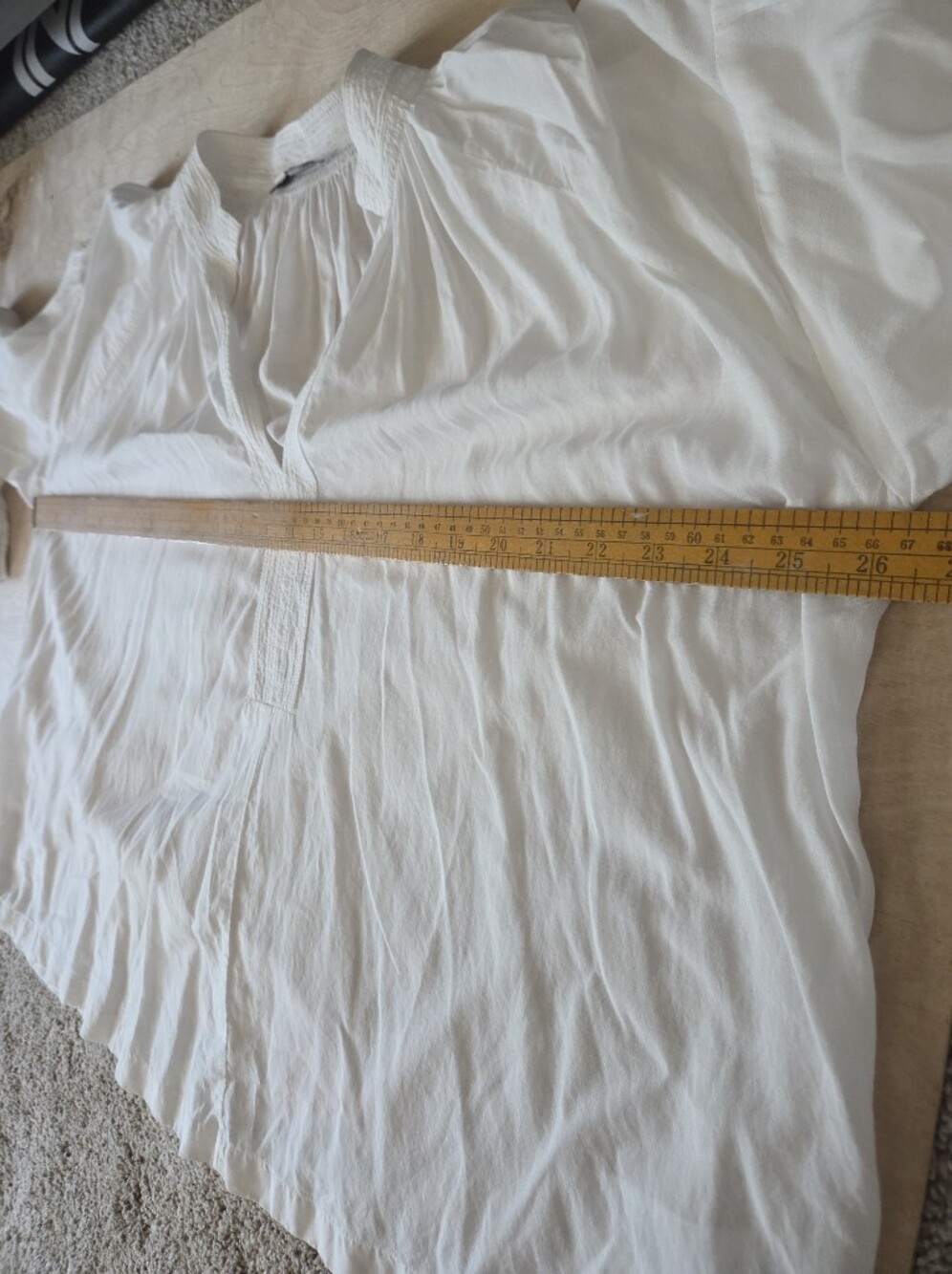 Madewell Shirred Long Sleeve Lightweight Flowy Blouse Cotton Blend wlwhite - Picture 12 of 16